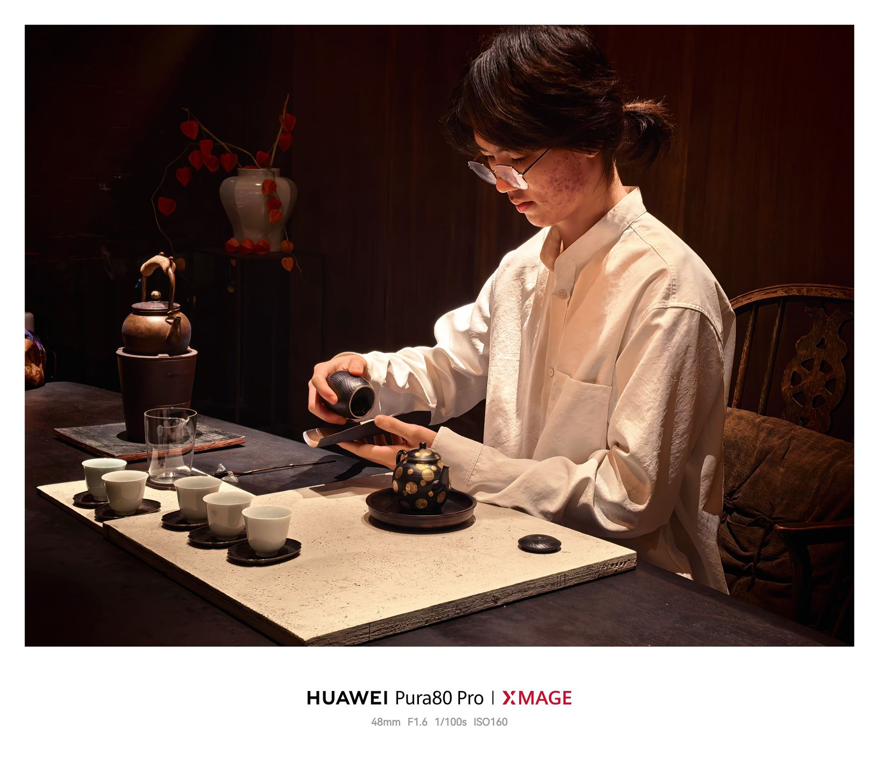 A tea ceremony at a table